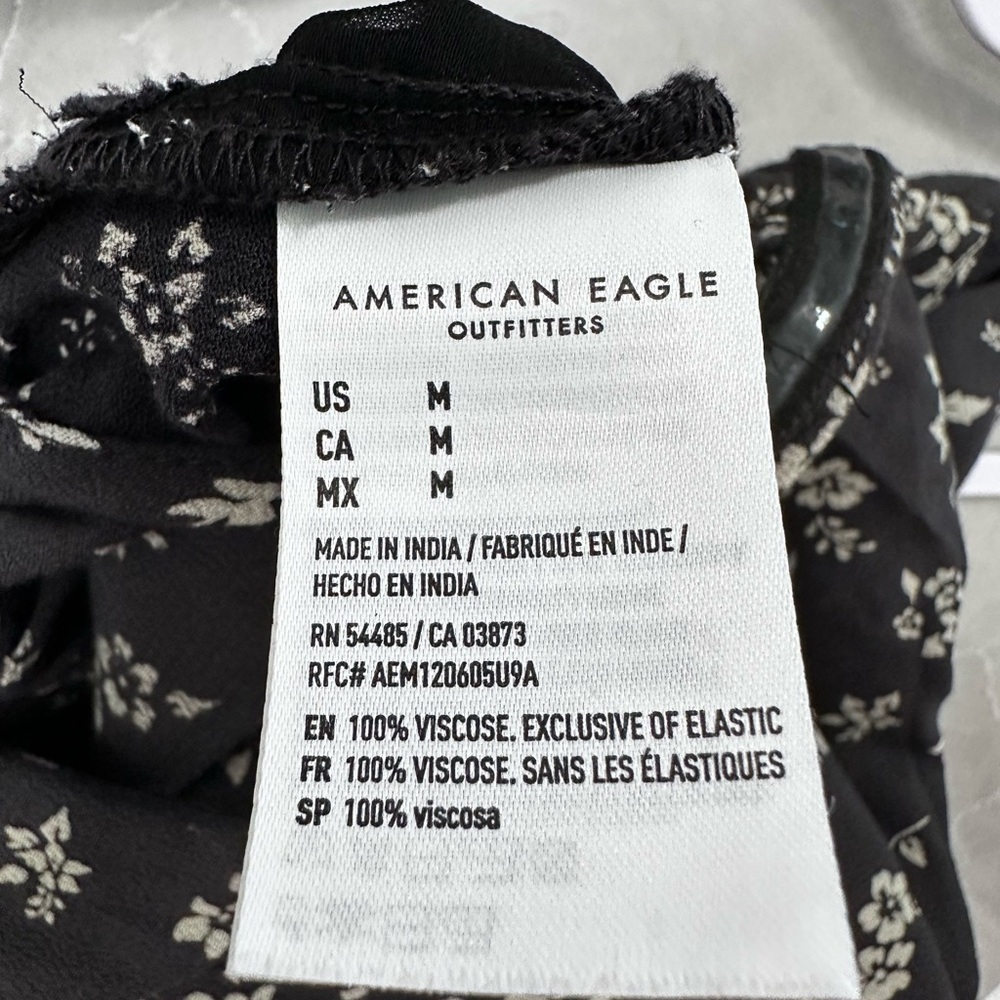 American Eagle Black White Floral Tube Jumpsuit Strapless Women’s M - Picture 6 of 6